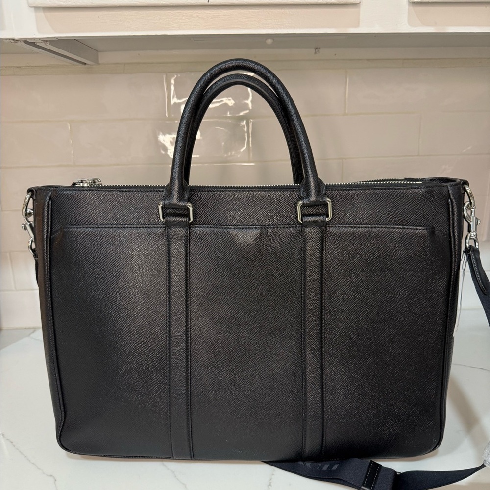 Coach F54775 Perry Metro Blk Leather Triple Compartment Briefcase w/ hang tag - Picture 5 of 12
